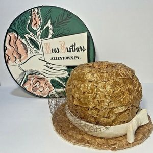 Vintage Miss Dior Cristian Dior Hat With Ribbon Netting plus Original Hat Box
